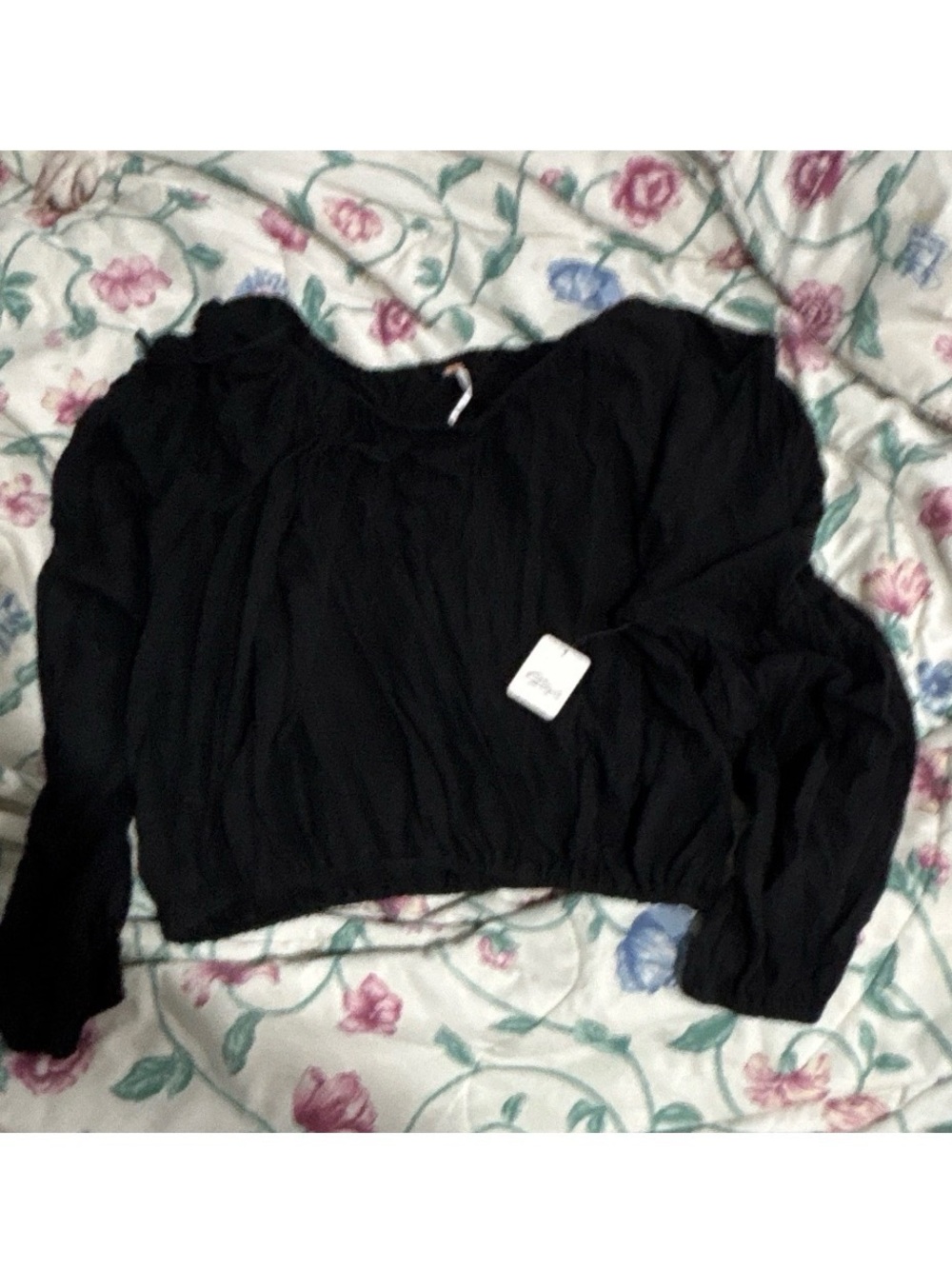 Free people Black Long Sleeve Cropped Blouse